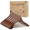 Casafield - 6 Wide Shoulder Wooden Suit Hangers - Premium Lotus Wood, Non-Slip Pant Bar & Chrome Swivel Hook for Dress Clothes, Coats, Jackets, Pants, Shirts, Skirts